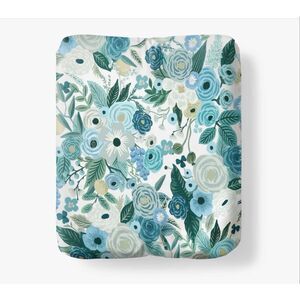 The Company Store x Rifle Paper Percale Fitted Sheet, Blue Garden Party, Queen